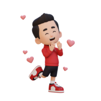 3D cute kid character in love png