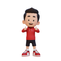 3D kid character give a thumbs up with cute happy face png