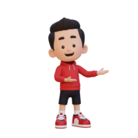 3D cute kid presenting pose png