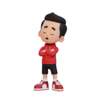 3D cute kid character rejection pose png