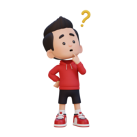 3D cute kid thinking clueless png