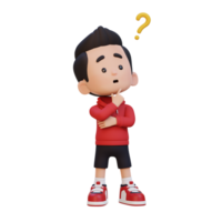 3D cute kid thinking clueless png