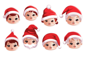 Set of kawaii Christmas Santa Claus babies png