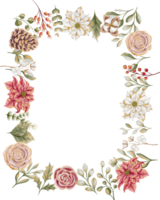 Blume Rahmen Rand mit Blumen Weihnachten, Weihnachten Blume Rahmen Hintergrund mit Weihnachtsstern und Rose Gold png