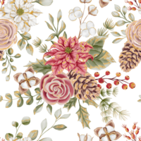 naadloos patroon met bloemen kerstmis, Kerstmis naadloos patroon achtergrond met kerstster en roos goud png