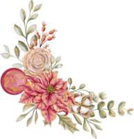 Flower Lace Border with flowers Christmas, Christmas Flower Frame background with poinsettia and rose gold png