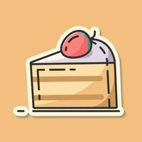 Cute cake sticker in pastel concept beige color vector