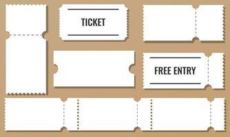 Set blank ticket template. Concert ticket vector