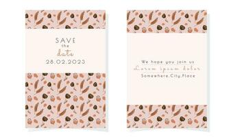 Minimalistic floral elegant wedding set invitation.Stylish invitation vector. vector