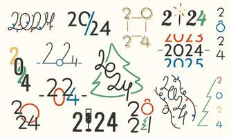 2024 nuevo año logo texto diseño. conjunto de 2024 número diseño modelo. Navidad símbolos 2024. vector ilustración con logos para impresión.