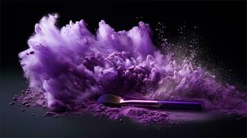a brush is being used to paint purple powder AI Generative photo