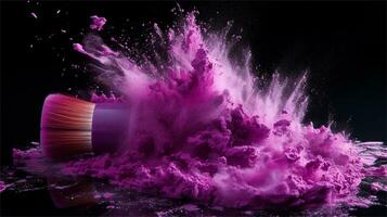 a brush is being used to paint purple powder AI Generative photo
