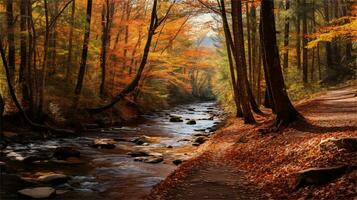 a painting of a path in the woods AI Generated photo