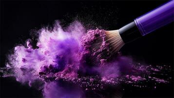 a brush is being used to paint purple powder AI Generative photo