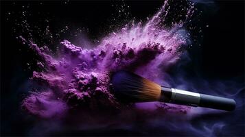 a brush is being used to paint purple powder AI Generative photo