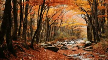 a painting of a path in the woods AI Generated photo