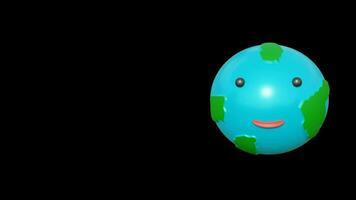 3d animatie van aarde ademen met glimlach video