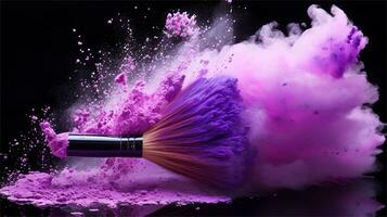 a brush is being used to paint purple powder AI Generative photo