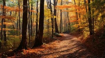 a painting of a path in the woods AI Generated photo