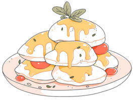 a dish of egg benedict and toast on transparent background png