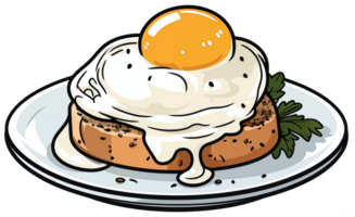 a dish of egg benedict and toast on transparent background png