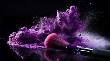 a brush is being used to paint purple powder AI Generative photo