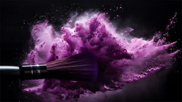 a brush is being used to paint purple powder AI Generative photo