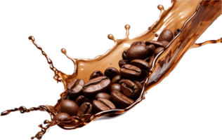 AI generated coffee splash with coffee beans png