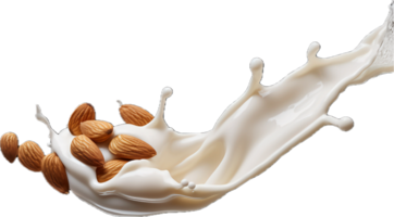 ai generado Leche chapoteo con Almendras png