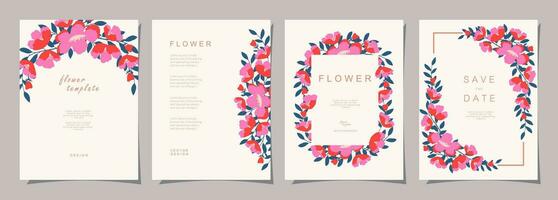 floral modelo conjunto para póster, tarjeta, cubrir, etiqueta, bandera, invitación en hermosa lujo botánico estilo y elegante jardín vector diseño plantillas con flores y plantas.