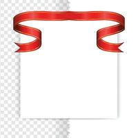 Red tag with corner ribbon, empty page template frame isolated on background vector