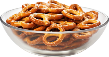 AI generated salted pretzels in bowl png