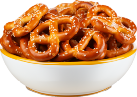 AI generated salted pretzels in bowl png