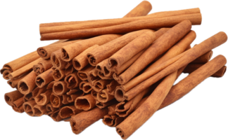 AI generated pile of cinamon sticks collection png