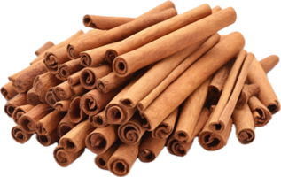 AI generated pile of cinamon sticks collection png