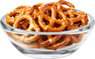 AI generated salted pretzels in bowl png