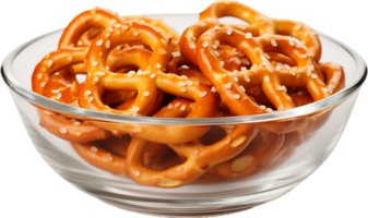 AI generated salted pretzels in bowl png