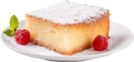 AI generated yogurt cake with powdered sugar png