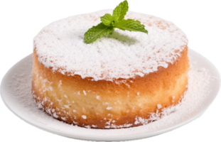 AI generated yogurt cake with powdered sugar png