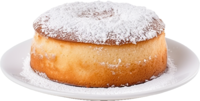 AI generated yogurt cake with powdered sugar png