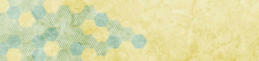 Blue and yellow hexagonal pattern abstract grunge background vector