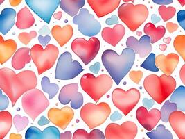 AI generated colorful background of red blue hearts. photo