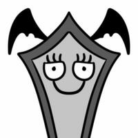 a cartoon vector of a halloween witch's bat and gravestone photo