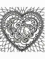 AI generated graphics coloring book heart valentines day mandala photo