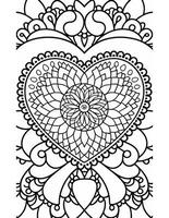 AI generated graphics coloring book heart valentines day mandala photo