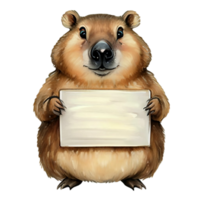 AI generated Groundhog Holding A White Sign Blank AI Generative png