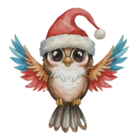 ai gegenereerd Boheems brand gevleugeld vogel schattig gelukkig slijtage een de kerstman hoed ai generatief png