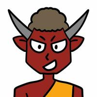 devil with red horns, illustration, on white background. photo