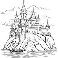 fairy tales castle coloring page vector