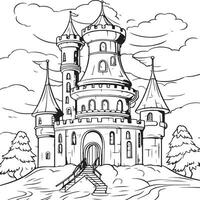 hada cuentos castillo colorante página vector